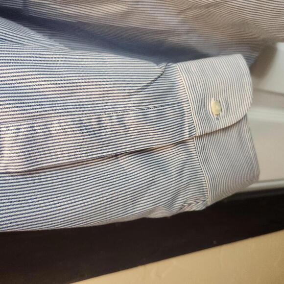 Brooks Brothers Men's Blue Striped Long Sleeve Dress Shirt Size 17-35 Slim Fit - Picture 3 of 9